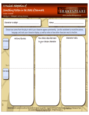 Shakespeare Character Adaptation Worksheet