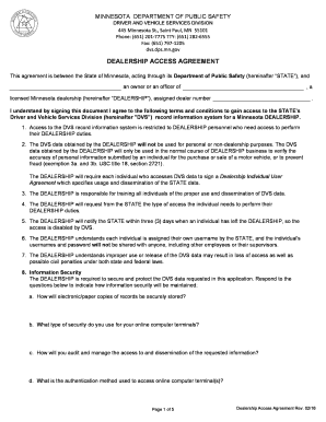 Minnesota Dealership Access Agreement