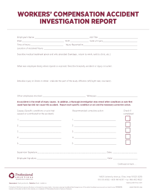 Workers Compensation Accident Investigation Report
