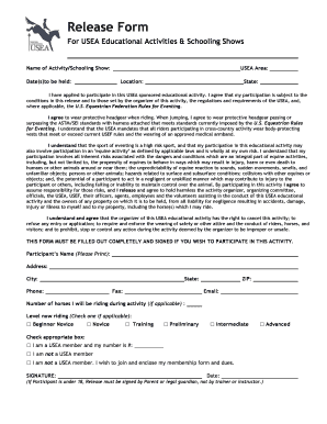 USEA Educational Activity Release Form