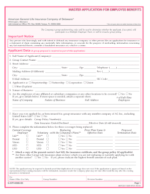 Employee Benefits Application Form