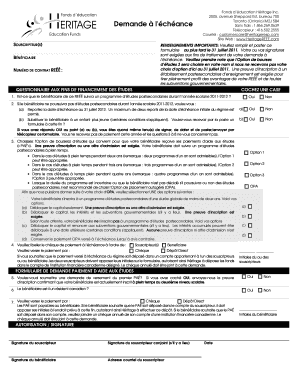 Formulaire de demande de paiement à l'échéance