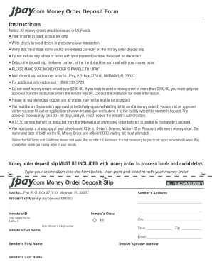 Money Order Deposit Form