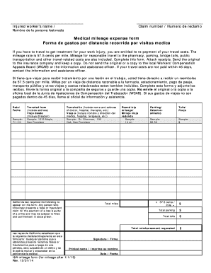California Medical Mileage Expense Form