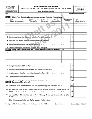 Schedule D Form 1120 Capital Gains and Losses