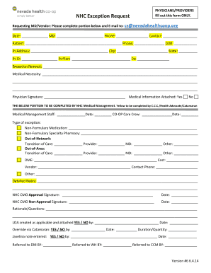 NHC Exception Request Form