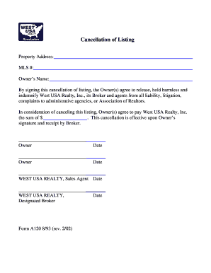 Cancellation of Listing Agreement