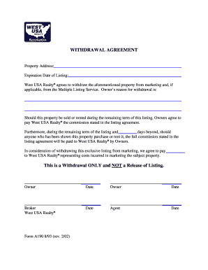 Withdrawal Agreement for Property Listing