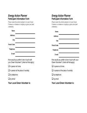 Energy Action Planner Participant Information Form