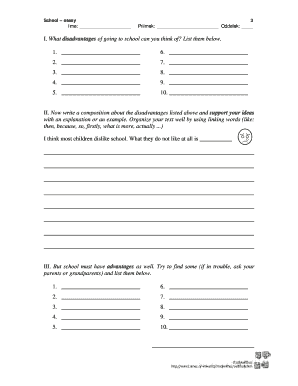School Essay Assignment Form