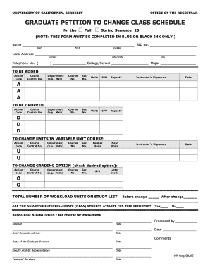Graduate Petition to Change Class Schedule