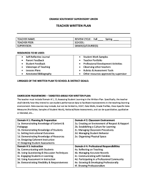 Teacher Written Plan
