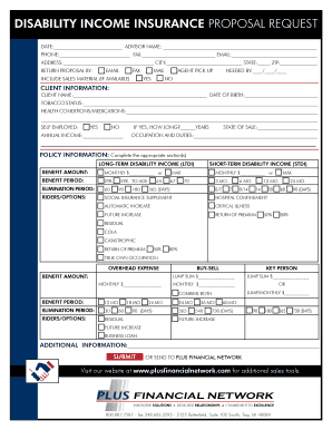 Disability Income Insurance Proposal Request