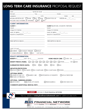 Long Term Care Insurance Proposal Request