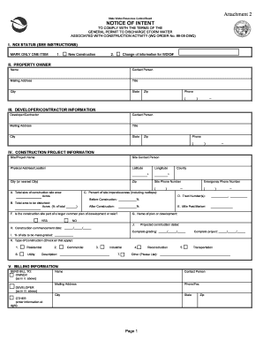 Notice of Intent to Comply with Storm Water Discharge Permit
