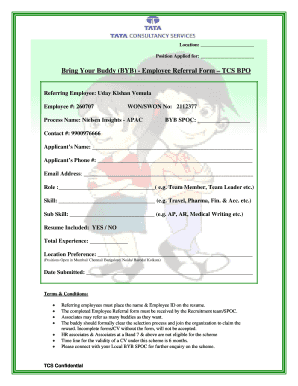 Bring Your Buddy Employee Referral Form