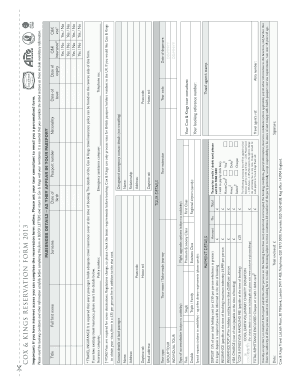 Cox & Kings Reservation Form