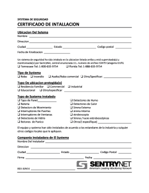Certificado de Instalación