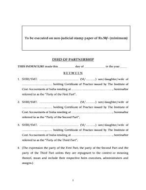 Deed of Partnership for Cost Accountants