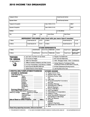 2010 Income Tax Organizer