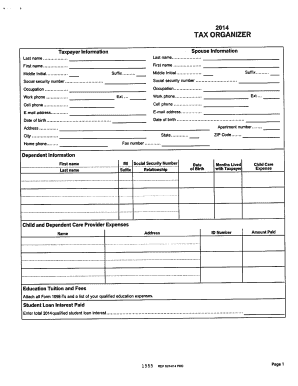 2014 Tax Organizer