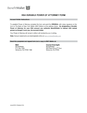 HSA Durable Power of Attorney Form
