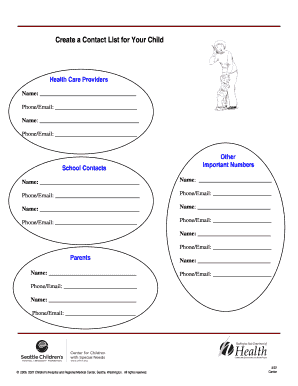 Child Contact List Form