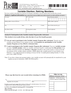PERS Variable Annuity Election Form
