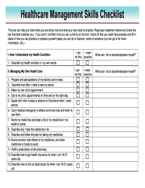 Healthcare Management Skills Checklist