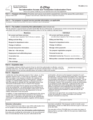 New York Tax Information Access and Transaction Authorization Form