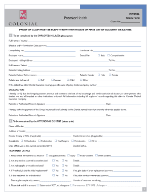 PremierHealth Dental Claim Form