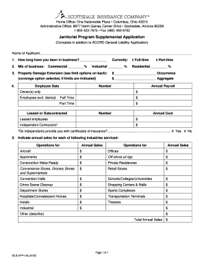 Janitorial Program Supplemental Application