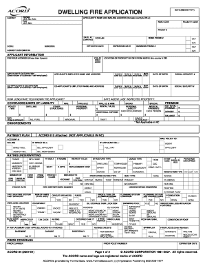 Dwelling Fire Insurance Application