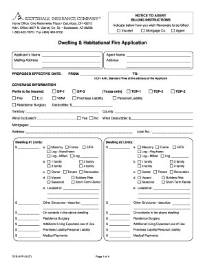 Dwelling and Habitational Fire Application