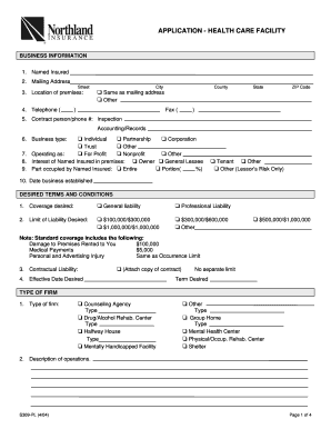 Healthcare Facility Insurance Application