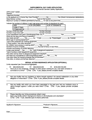 Day Care Application Form