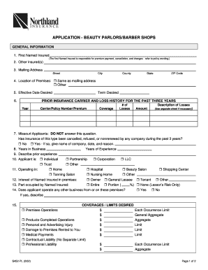 Beauty Parlor Insurance Application