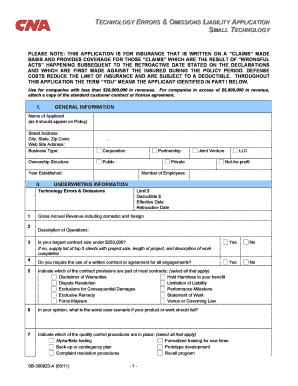 Technology Errors & Omissions Liability Application