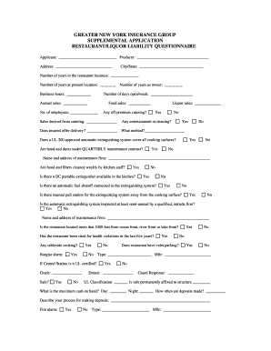 Restaurant Liquor Liability Insurance Application