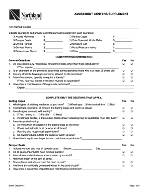 Amusement Center Insurance Application