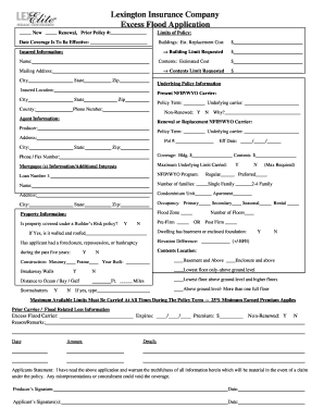 Excess Flood Insurance Application