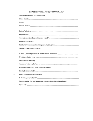 Fire Department Rating Questionnaire