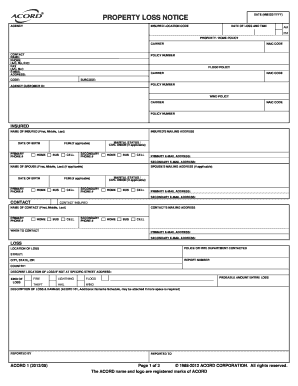 Property Loss Notice Form