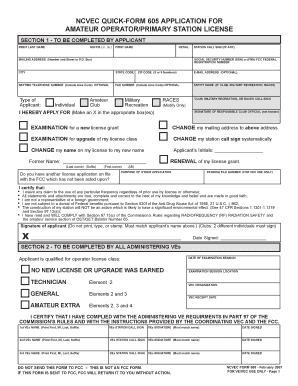Amateur Operator/Primary Station License Application