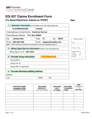 EDI 837 Claims Enrollment Form