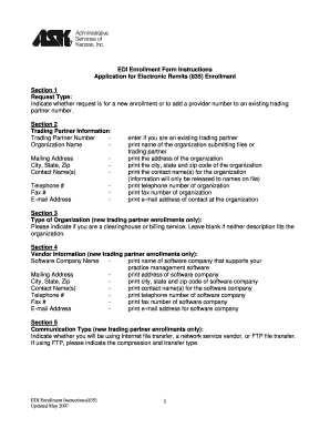 EDI Enrollment Form for Electronic Remits (835)