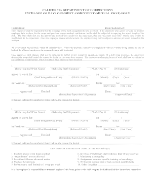 California Department of Corrections Shift Swap Form
