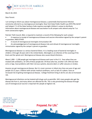 Meningococcal Meningitis Response Form