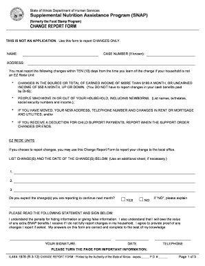 Illinois SNAP Change Report Form