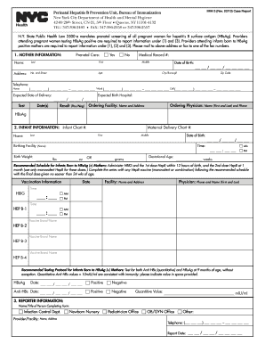 New York Hepatitis B Case Report Form